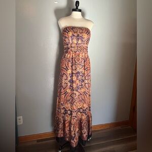 The Limited Silk Paisley Strapless Dress, Maxi Style Size 4